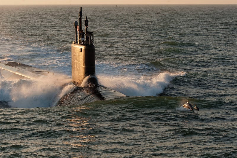 submarine and dolphins