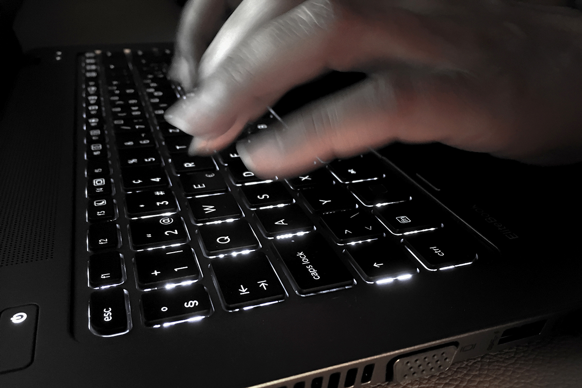 A person typing