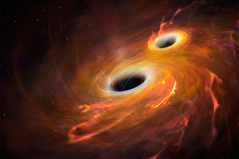 Merging black holes cause gravitational waves